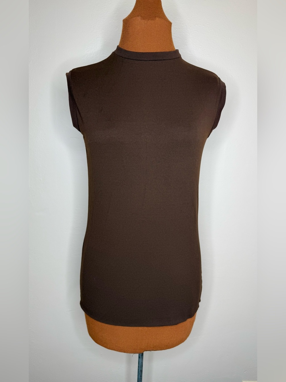 Vintage Sleeveless Mock Neck Zipper Back Top Size Small